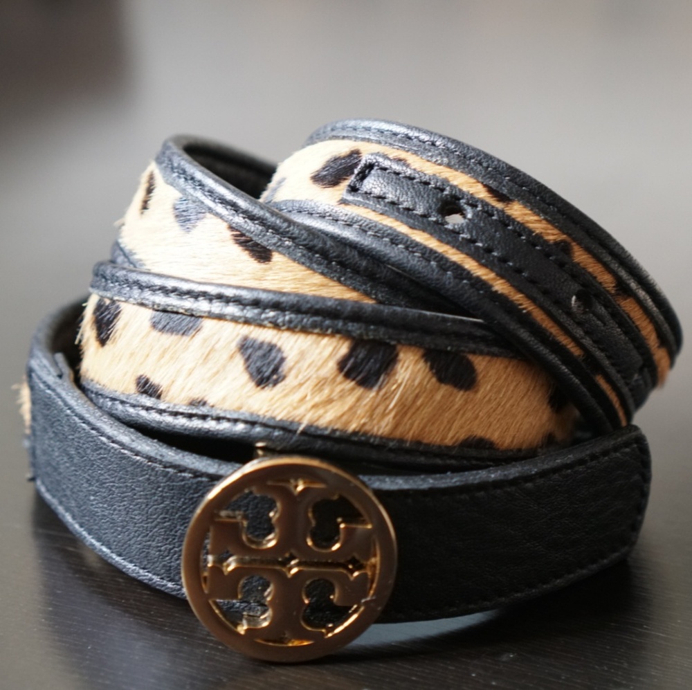 Tory Burch Leopard Hair Calf Belt
